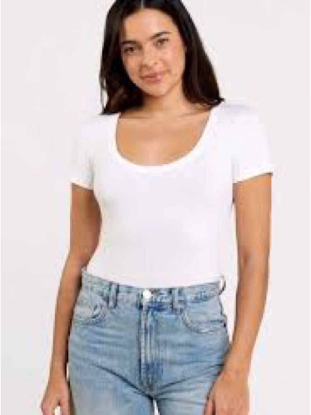Classic Scoop Neck White Bodysuit NWT Dmall